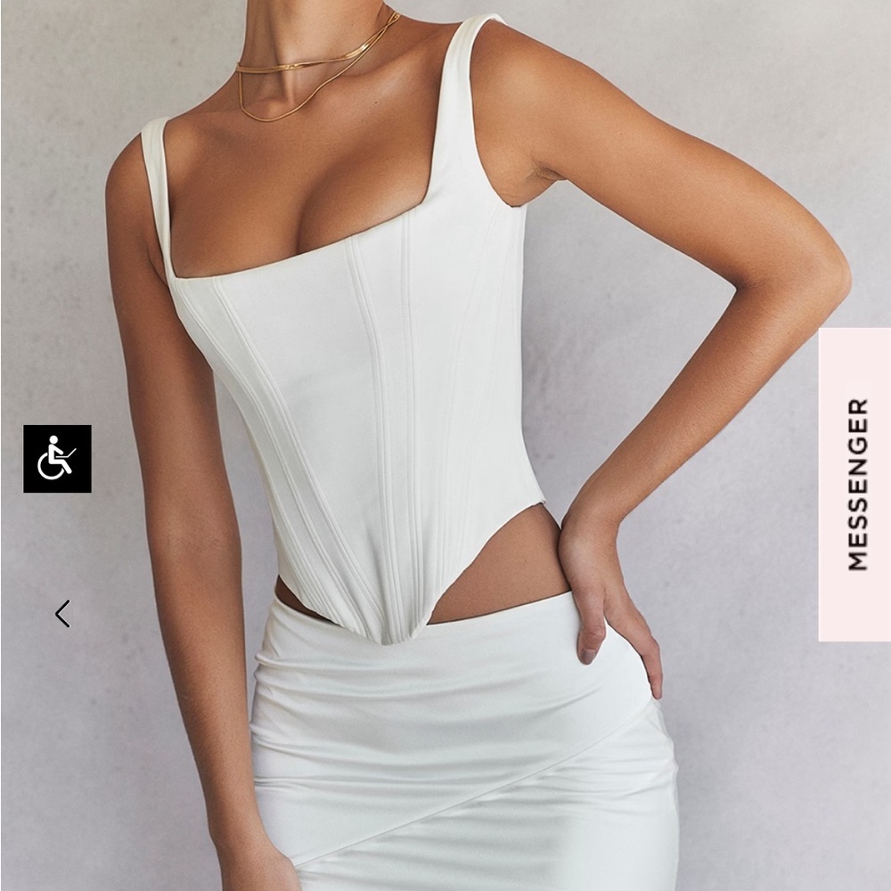 House of CB Rafa Ivory Satin Longline Corset Medium